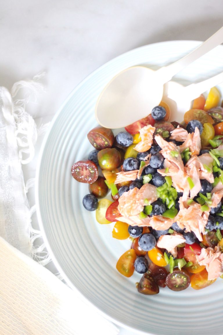 Summer Salad | Tomato, blueberry, Salmon Salad