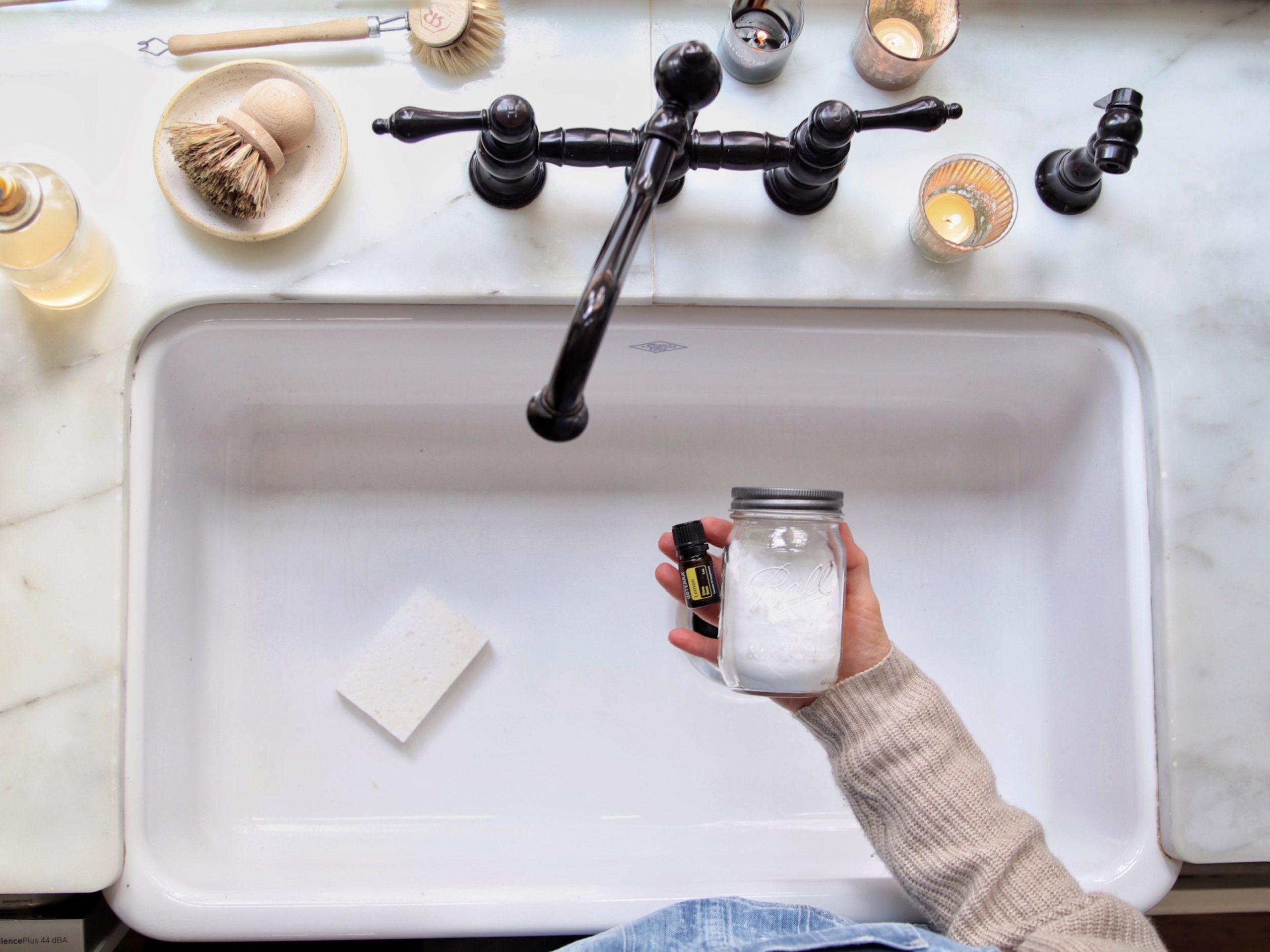 remove stain in drain of delta kitchen sink