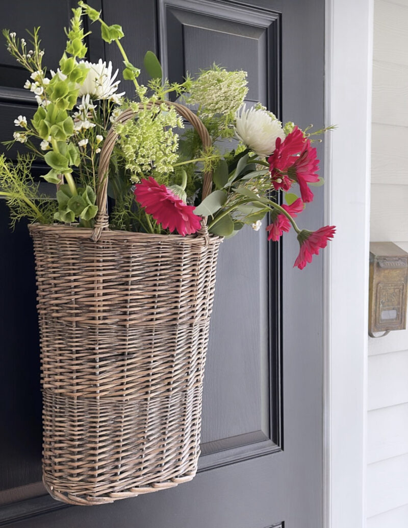 Door Basket, Door Flower Basket, Door Hanging Basket, Wicker Door Basket,  Wall Hanging Basket, Front Door Basket, Door Decor 