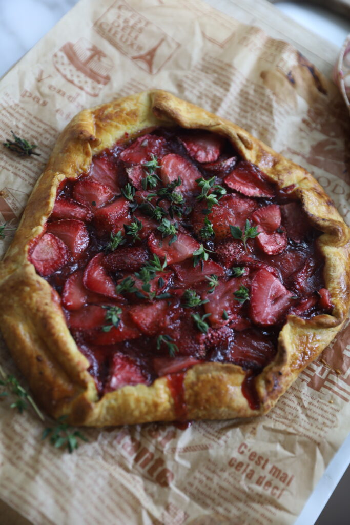 Strawberry galette with compote