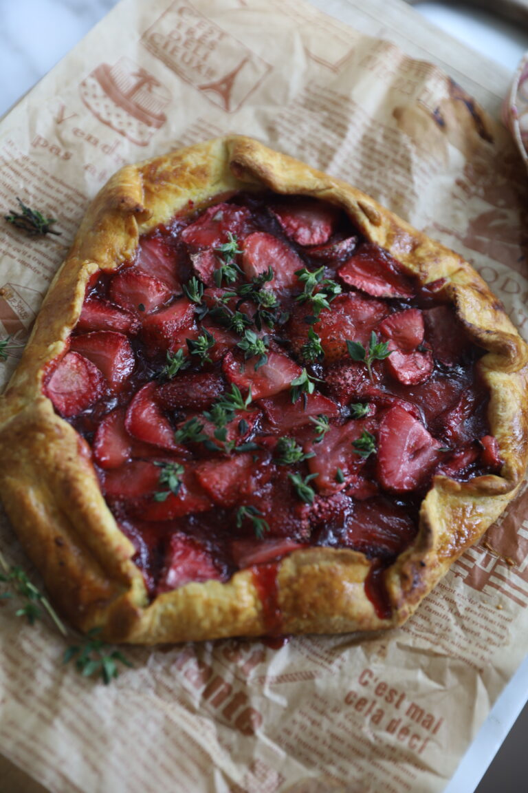 Strawberry galette with compote