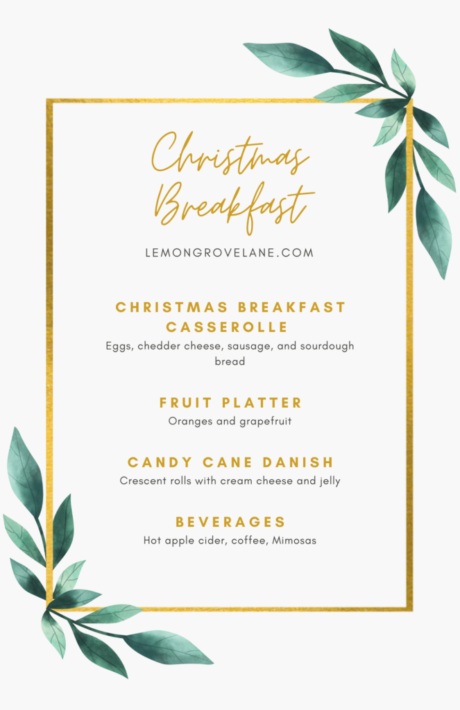 christmas breakfast menu
