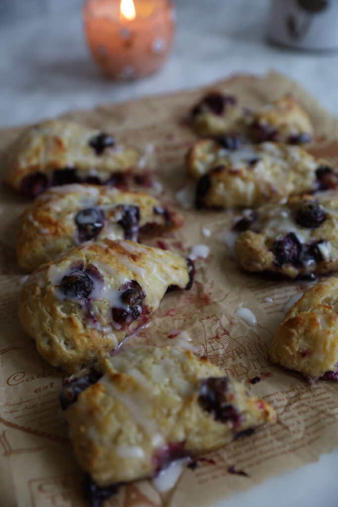 Blueberry Scones with Lemon Glaze