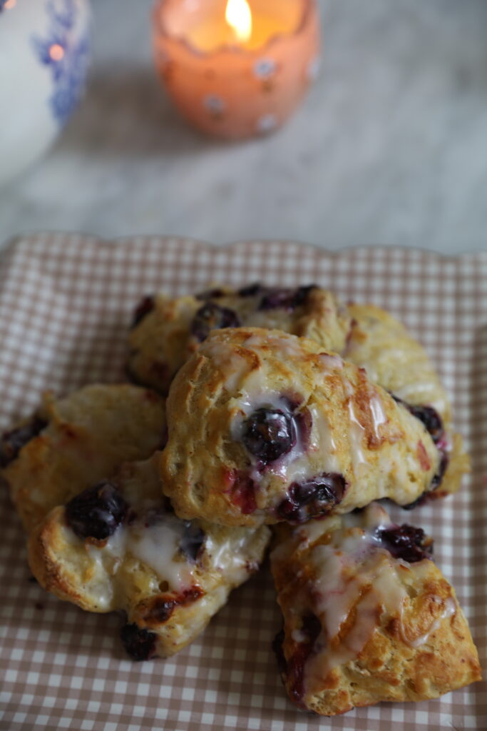 Blueberry Scones with Lemon Glaze