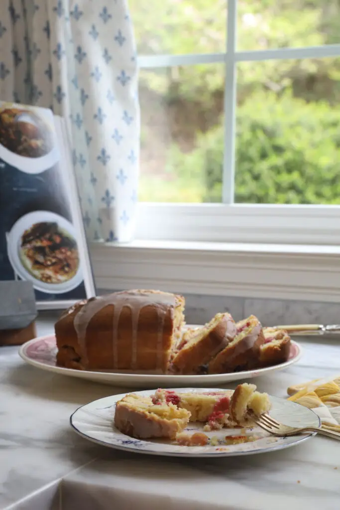 raspberry loaf with lemon glaze