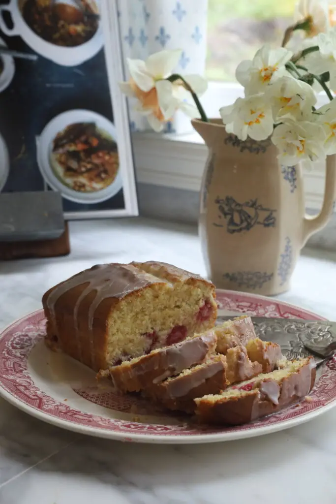 raspberry loaf with lemon glaze
