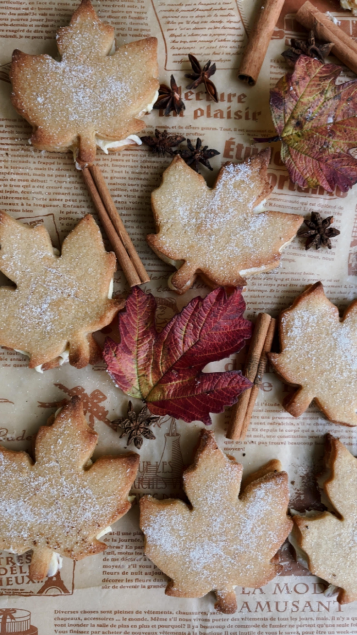 Maple Leaf Cookies with Cream Center