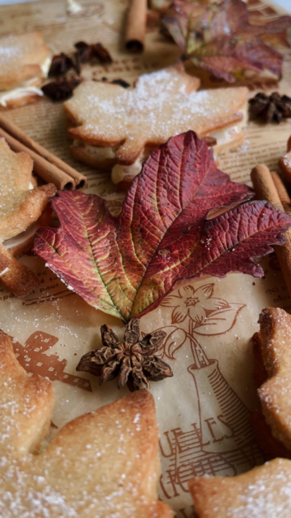 Maple Leaf Cookies with Cream Center