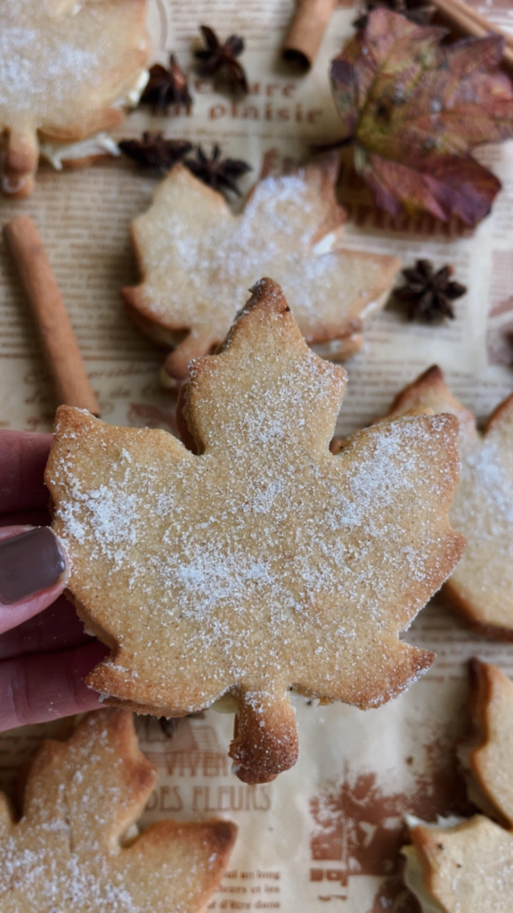 Maple Leaf Cookies with Cream Center