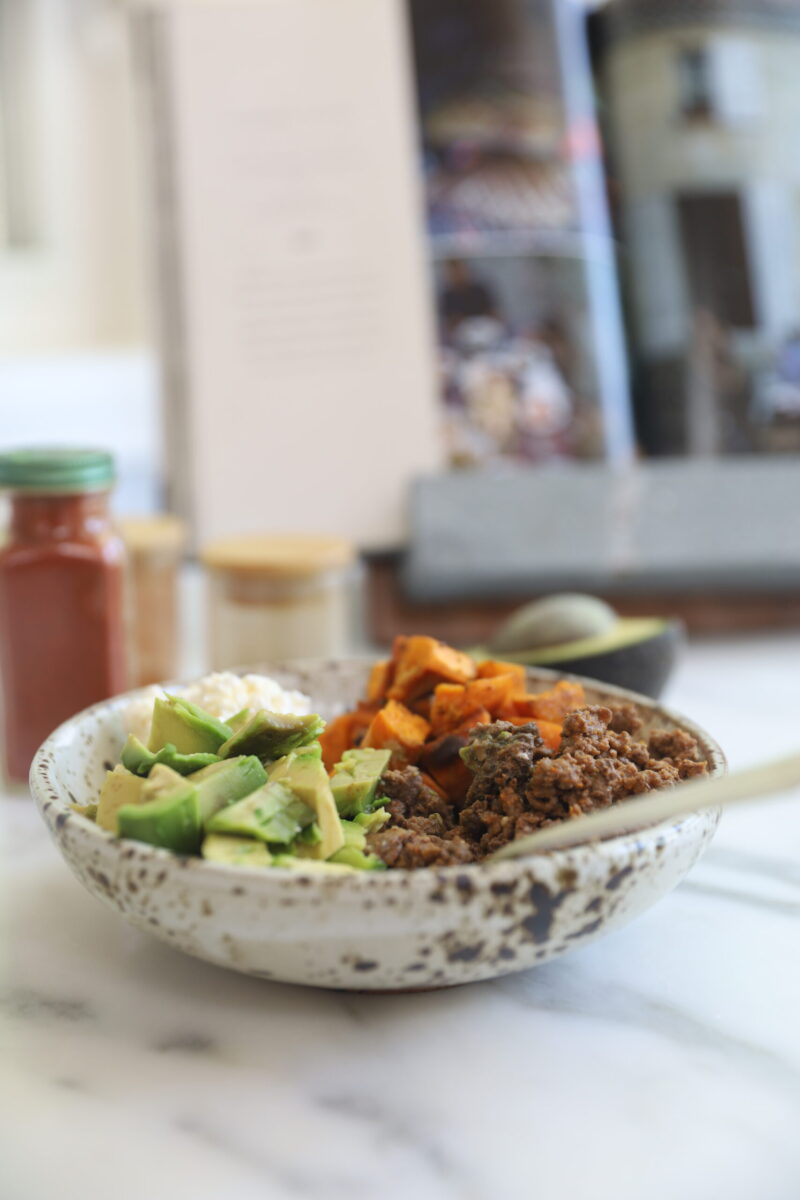 Hot Honey Sweet Potato Beef Bowl