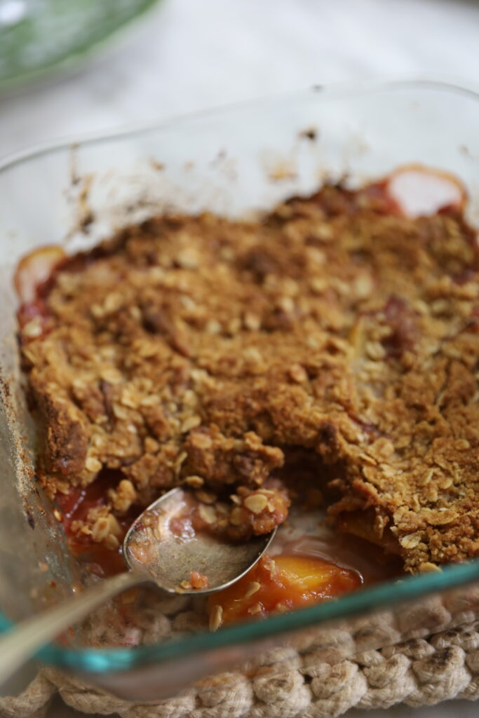 Local organic peach crisp