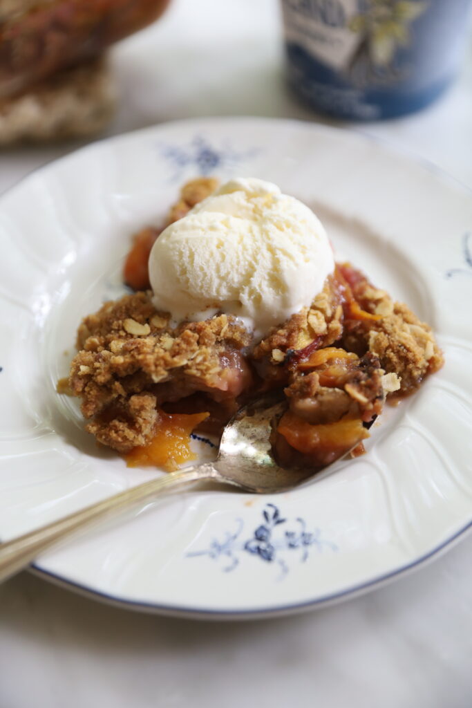 Local organic peach crisp
