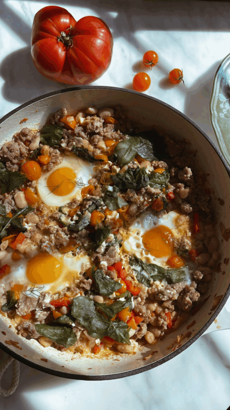 sausage and white bean skillet breakfast