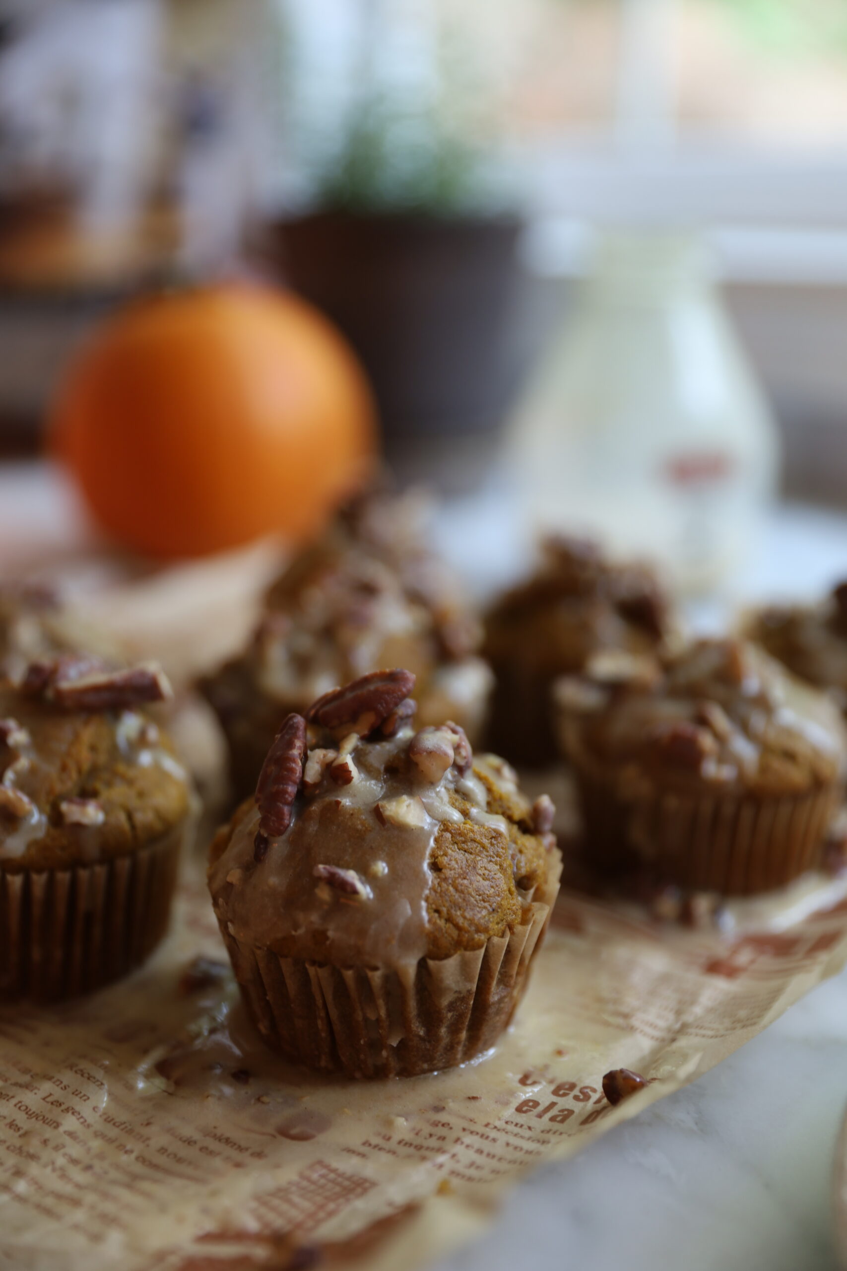 Iced Pecan Pumpkin Muffins