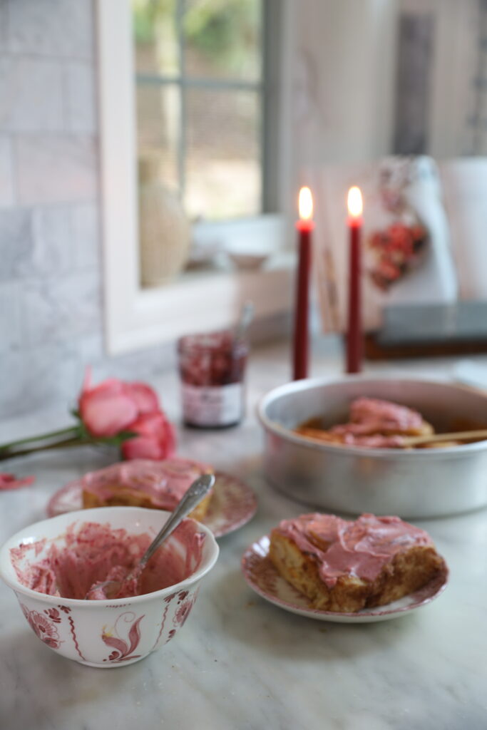 easy frosted pink cinnamon rolls