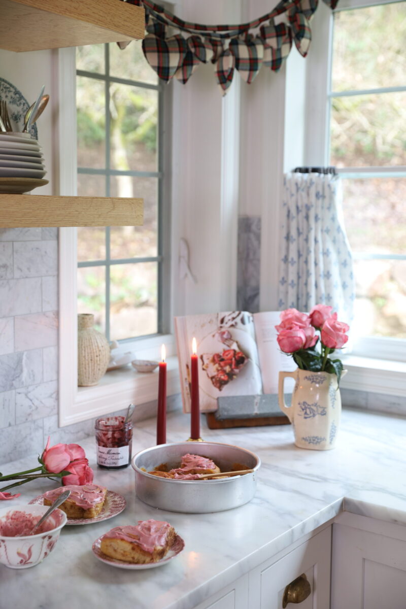 easy frosted pink cinnamon rolls