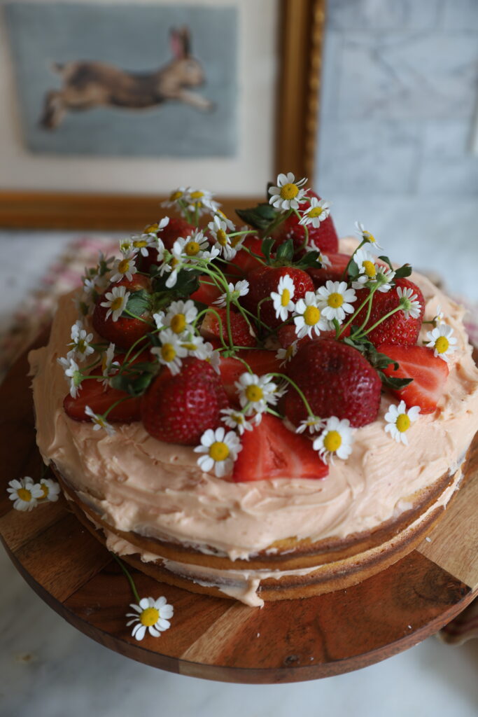 Old-Fashioned Strawberry Cake with Creamed Cheese Frosting
