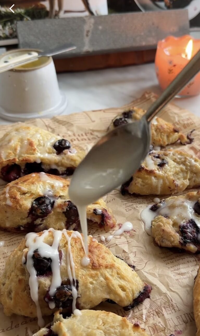 Blueberry Scones with Lemon Glaze