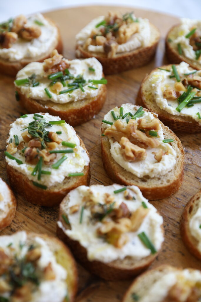 Whipped Boursin Crostini with Walnuts