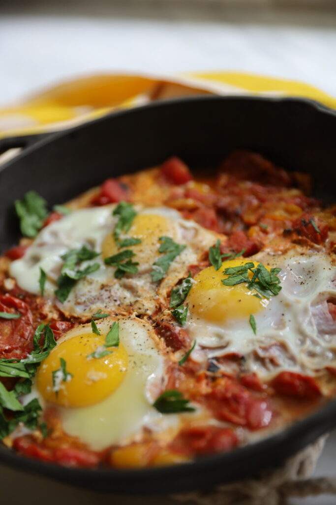 Blistered Tomatoes & Egg Skillet