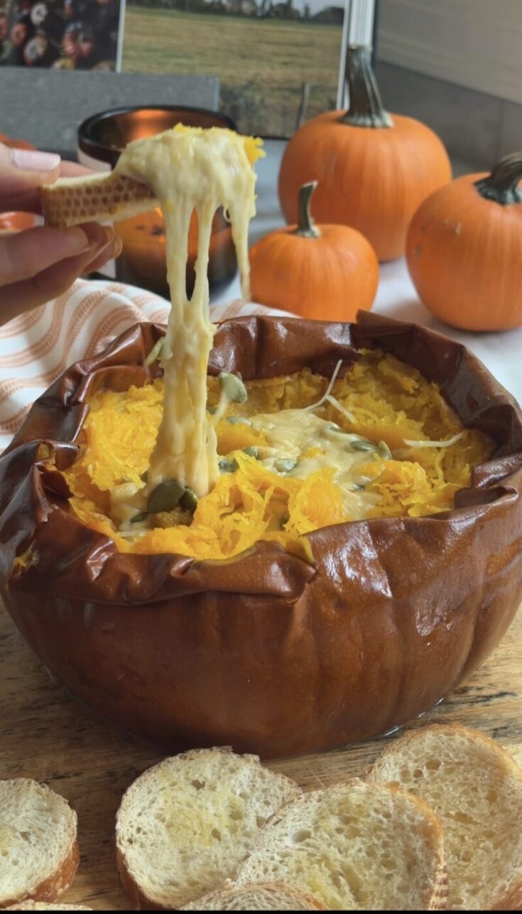 Baked Pumpkin Fondue with Gruyère Cheese